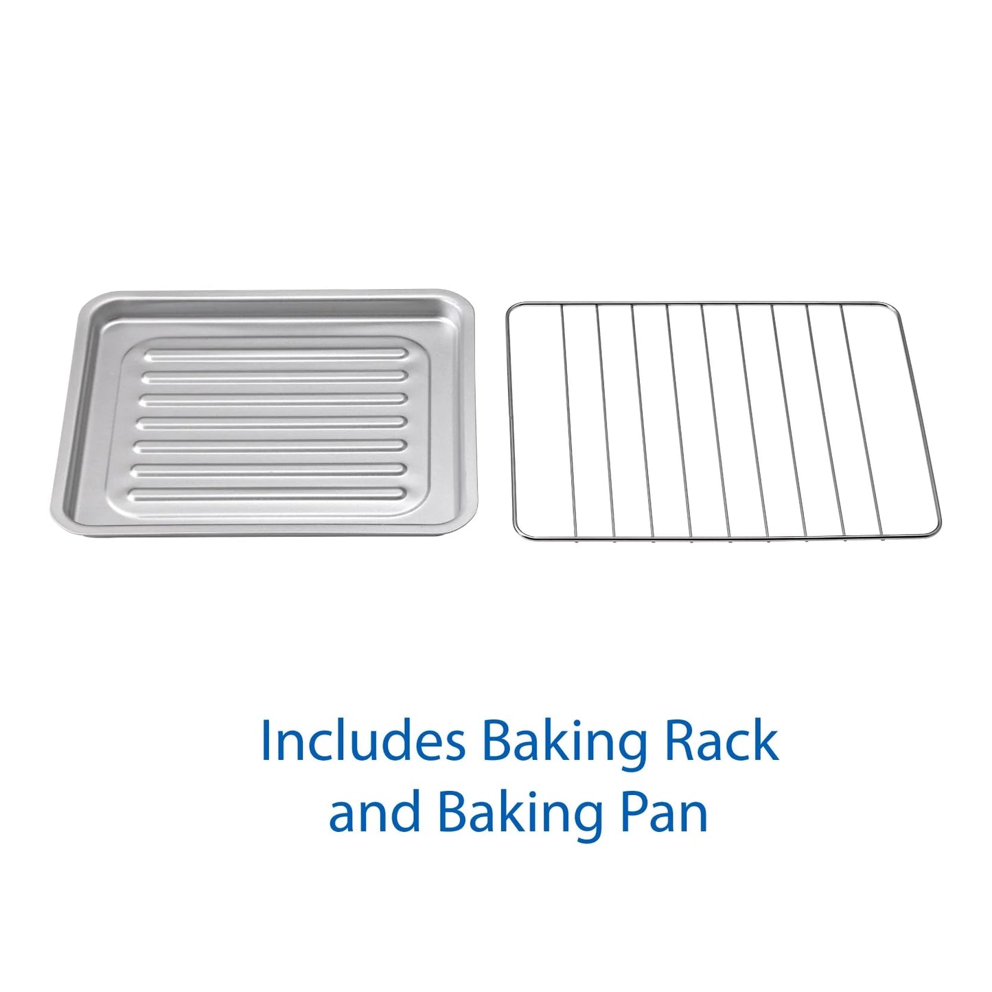 Mainstay Toaster Oven Combo Kitchen Appliances, Fits 9” Pizza, 4 Slice Capacity, Powerful Circulation, Auto Shutoff, Includes Baking Rack Pan Quartz, up to 60 Min, Easy Clean (Black)