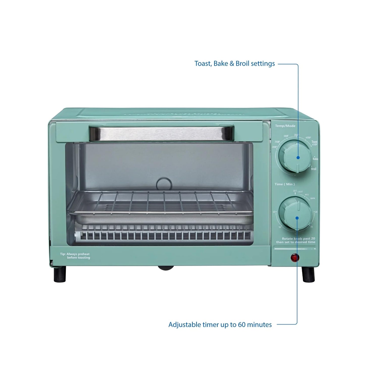 Mainstay Toaster Oven Combo Kitchen Appliances, Fits 9” Pizza, 4 Slice Capacity, Powerful Circulation, Auto Shutoff, Includes Baking Rack Pan Quartz, up to 60 Min, Easy Clean (Black)