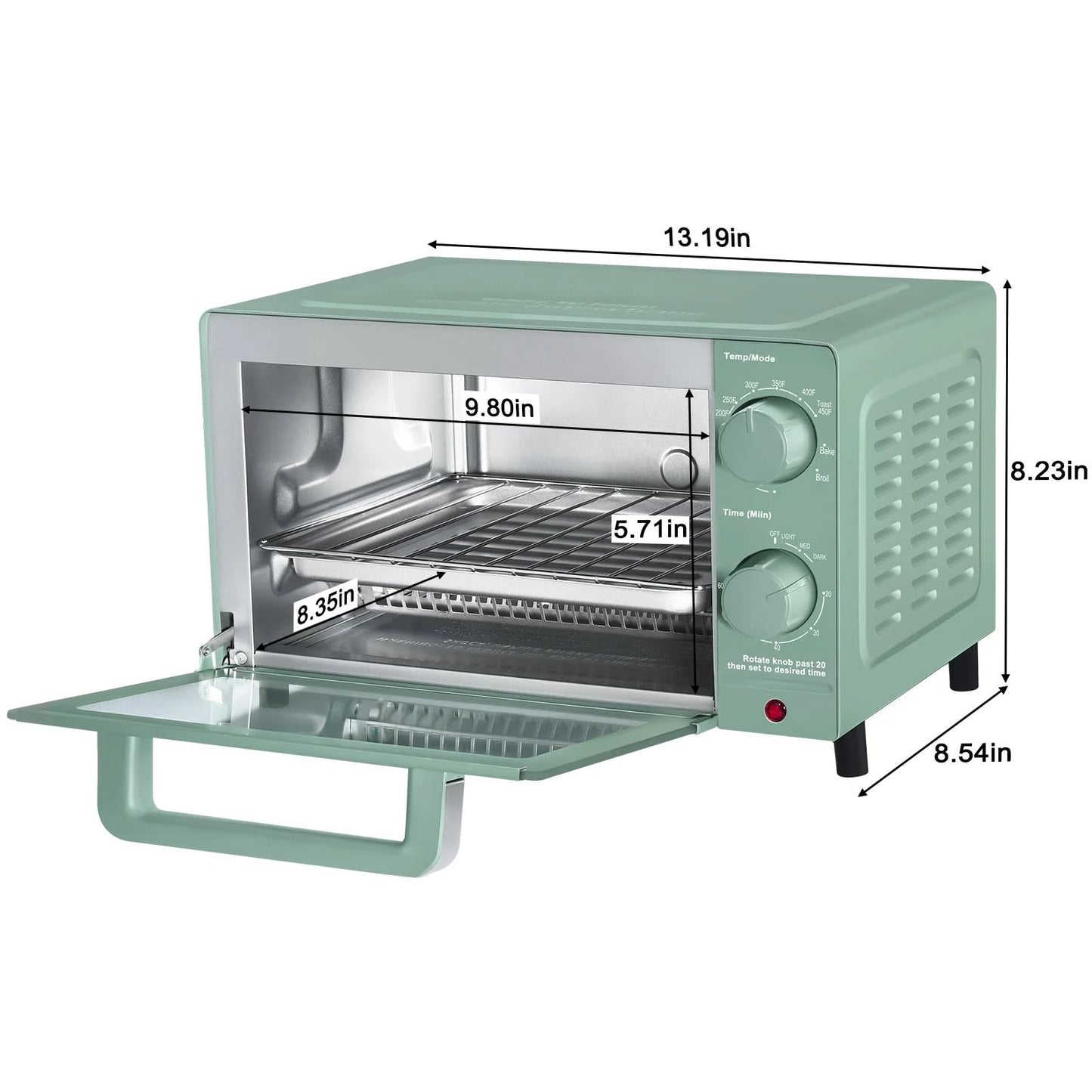 Mainstay Toaster Oven Combo Kitchen Appliances, Fits 9” Pizza, 4 Slice Capacity, Powerful Circulation, Auto Shutoff, Includes Baking Rack Pan Quartz, up to 60 Min, Easy Clean (Black)