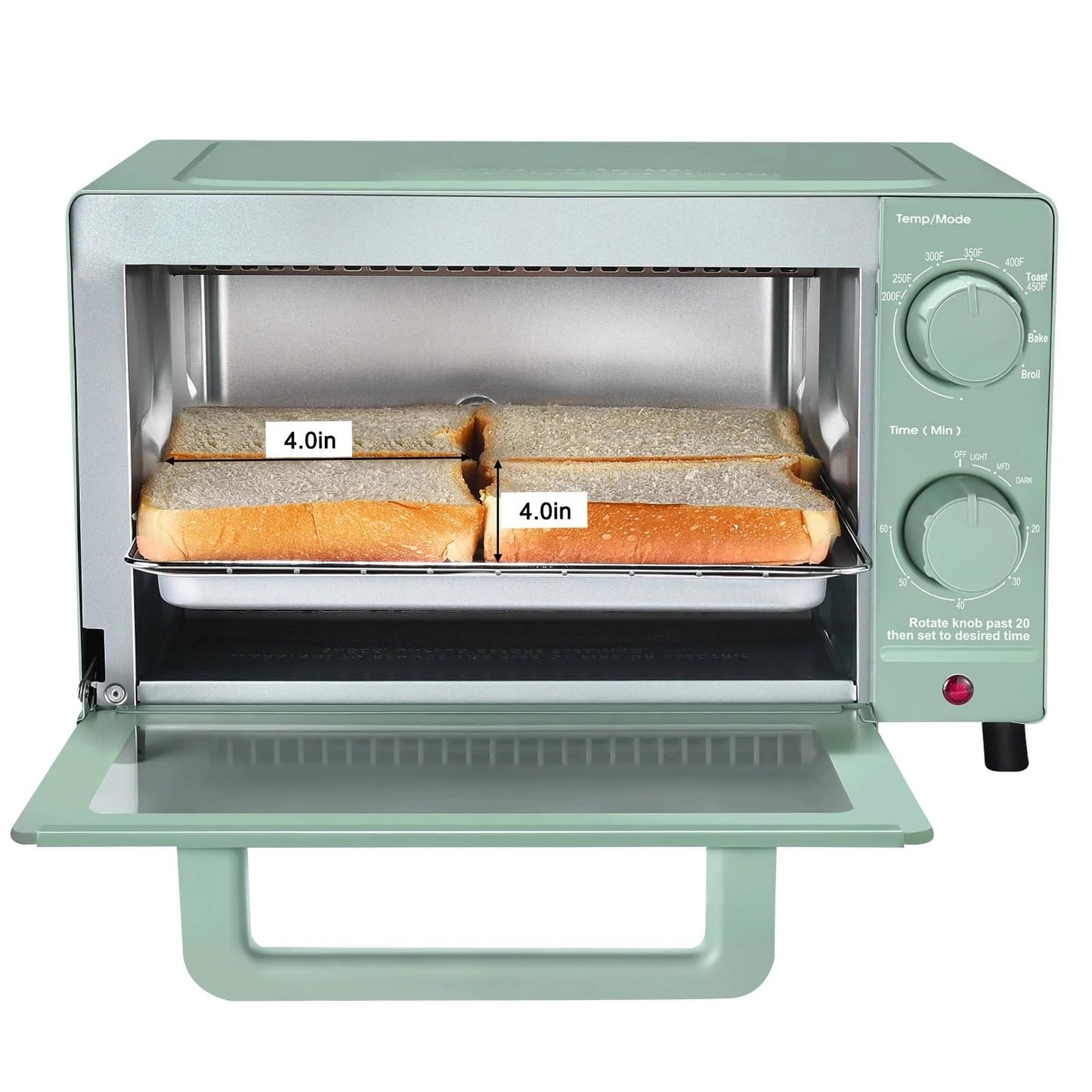 Mainstay Toaster Oven Combo Kitchen Appliances, Fits 9” Pizza, 4 Slice Capacity, Powerful Circulation, Auto Shutoff, Includes Baking Rack Pan Quartz, up to 60 Min, Easy Clean (Black)