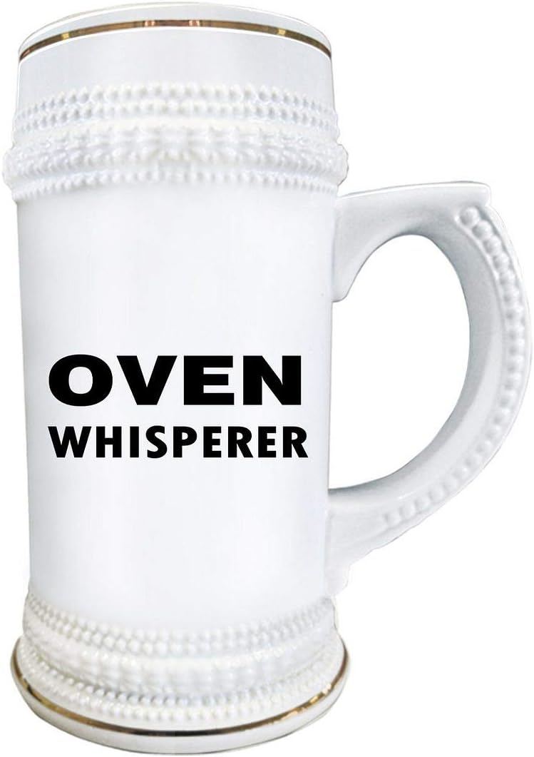 Baker Beer Stein Mug Novelty 22oz Ceramic Drinkware Appreciation Gifts - Funny Baking for Culinary School Student Professional Pastry Chef Cake Decorator Dessert Cute Gag - Oven Whisperer
