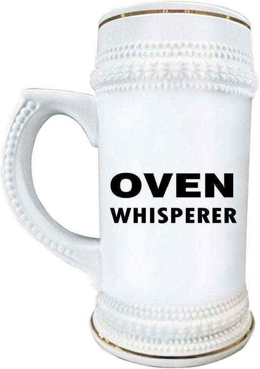 Baker Beer Stein Mug Novelty 22oz Ceramic Drinkware Appreciation Gifts - Funny Baking for Culinary School Student Professional Pastry Chef Cake Decorator Dessert Cute Gag - Oven Whisperer