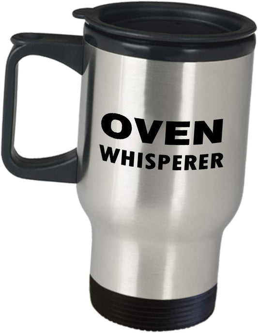 Funny Cute Gag Gifts For Baker Oven Whisperer - Travel Mug Insulated Coffee Tumbler Appreciation Idea Professional Cook Pastry Chef Culinary School Student Dessert Cake Decorator