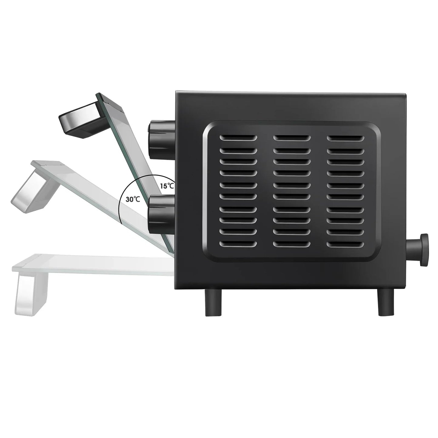 Mainstay Toaster Oven Combo Kitchen Appliances, Fits 9” Pizza, 4 Slice Capacity, Powerful Circulation, Auto Shutoff, Includes Baking Rack Pan Quartz, up to 60 Min, Easy Clean (Black)