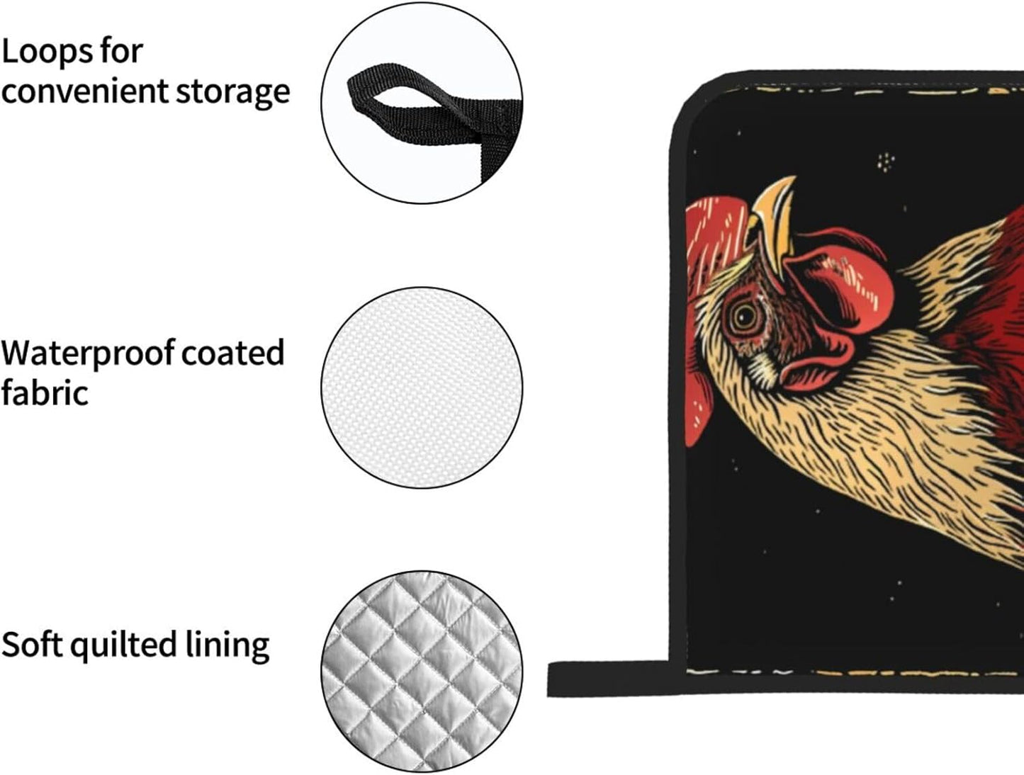 Chicken Whisperer Funny Chicken Lover Oven Mitts and Pot Holders 4 Pcs Set,High Heat Resistant 500 Degree Extra Thicken Long Kitchen Cotton Oven Glove for Cooking