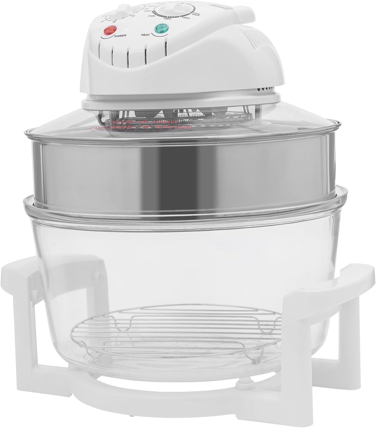17L Air Fryer with Glass Bowl, 360° Viewable Turbo Convection Oven with Expansion Ring, Glass Air Fryer with 2 Roast Racks, Timer & Temperature Control, for Home Kitchen