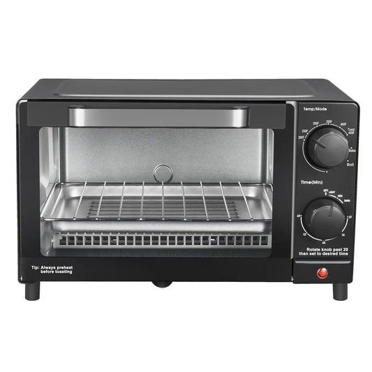 Mainstay Toaster Oven Combo Kitchen Appliances, Fits 9” Pizza, 4 Slice Capacity, Powerful Circulation, Auto Shutoff, Includes Baking Rack Pan Quartz, up to 60 Min, Easy Clean (Black)